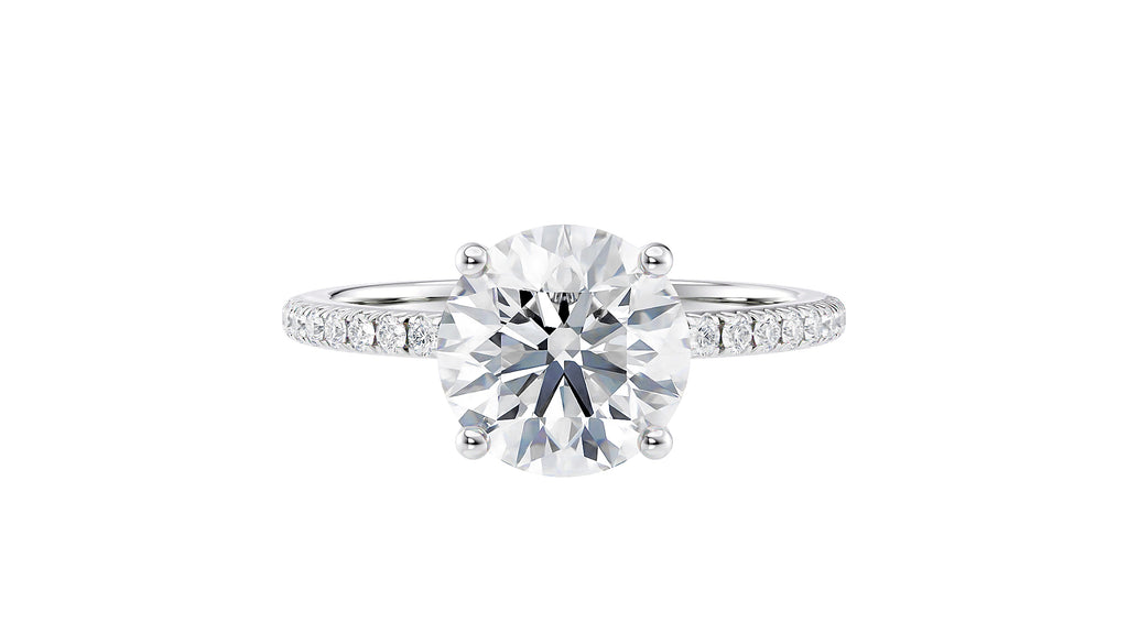 Round Solitaire Lab Grown Diamond Band Engagement Ring