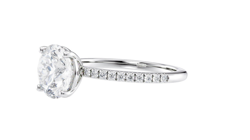 Round Solitaire Diamond Band Engagement Ring