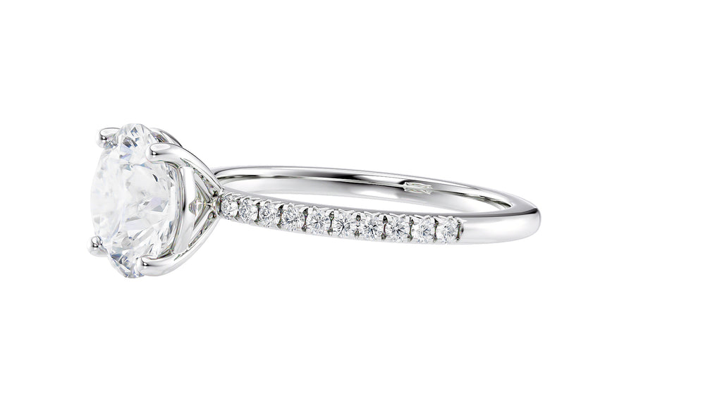 Round Solitaire Diamond Band Engagement Ring