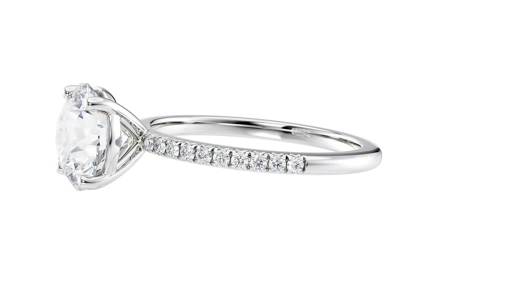 Round Solitaire Diamond Band Engagement Ring