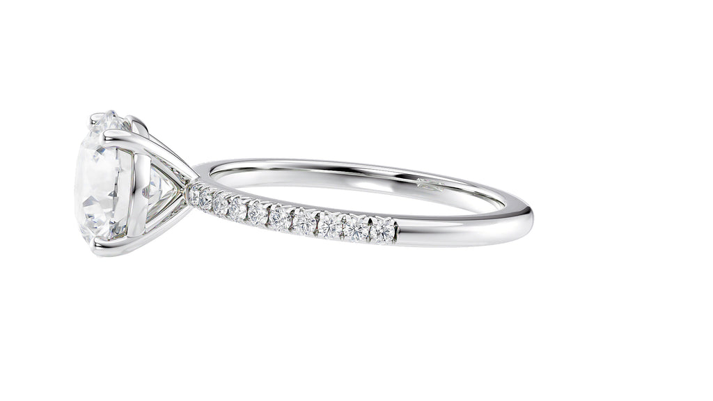 Round Solitaire Diamond Band Engagement Ring