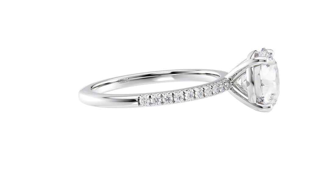 Round Solitaire Diamond Band Engagement Ring