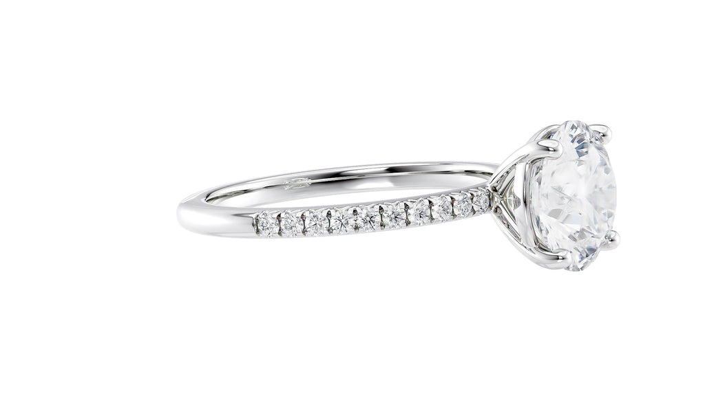 Round Solitaire Diamond Band Engagement Ring