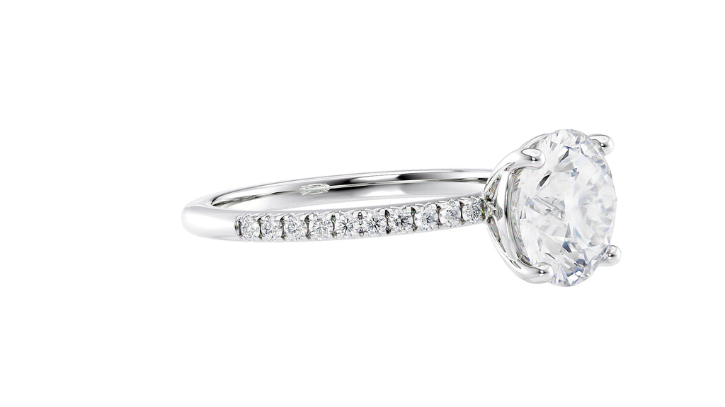 Round Solitaire Diamond Band Engagement Ring
