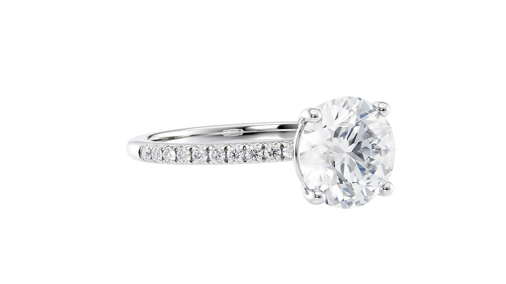 Round Solitaire Diamond Band Engagement Ring