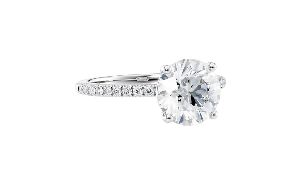Round Solitaire Diamond Band Engagement Ring