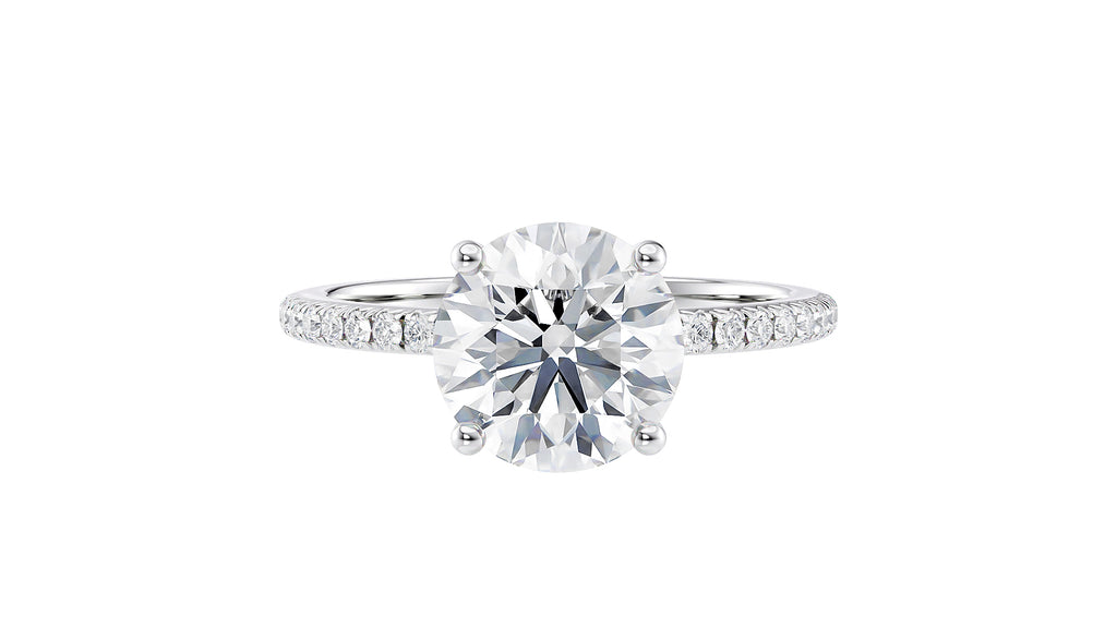 Round Solitaire Diamond Band Engagement Ring