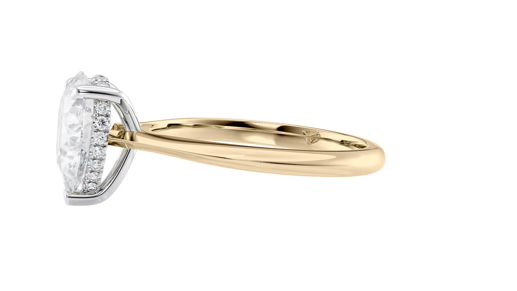 Pear Cut Solitaire Hidden Halo Diamond Engagement Ring