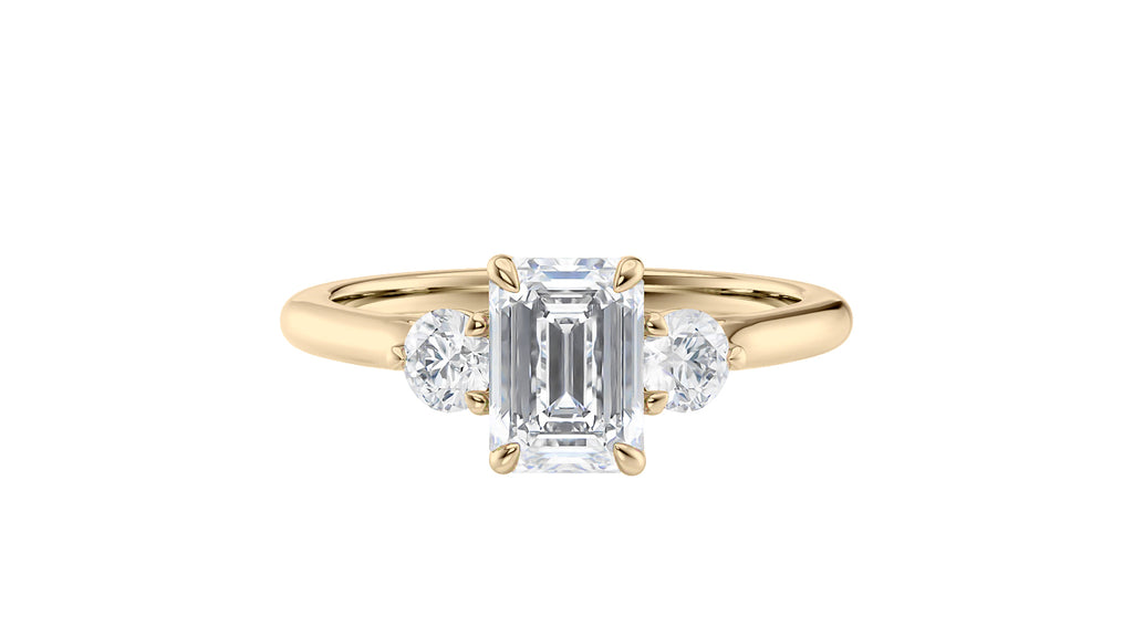 Emerald Cut Classic 3 Stone Diamond Engagement Ring