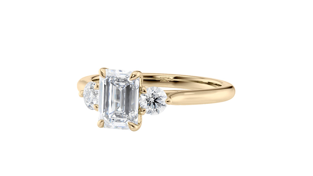 Emerald Cut Classic 3 Stone Diamond Engagement Ring