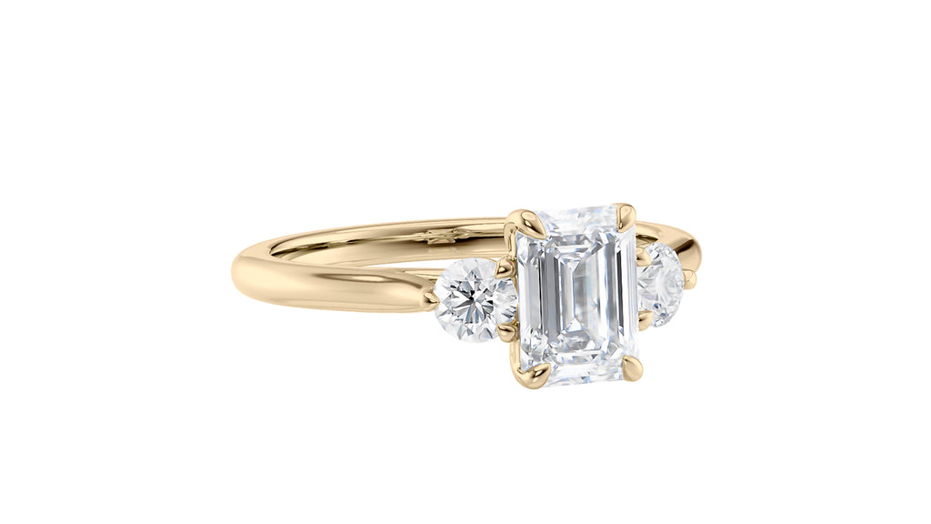 Emerald Cut Classic 3 Stone Diamond Engagement Ring