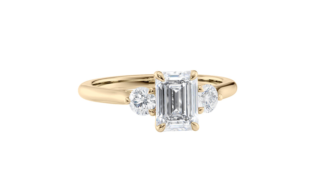 Emerald Cut Classic 3 Stone Diamond Engagement Ring