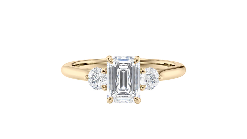 Emerald Cut Classic 3 Stone Diamond Engagement Ring