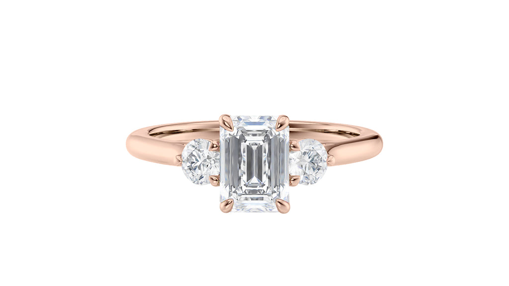 Emerald Cut Classic 3 Stone Diamond Engagement Ring