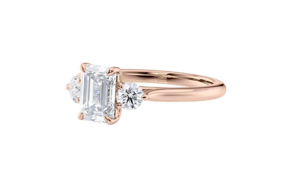 Emerald Cut Classic 3 Stone Diamond Engagement Ring