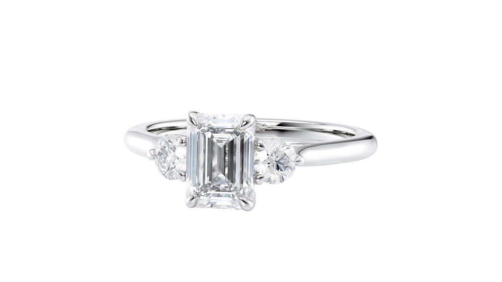 Emerald Cut Classic 3 Stone Diamond Engagement Ring