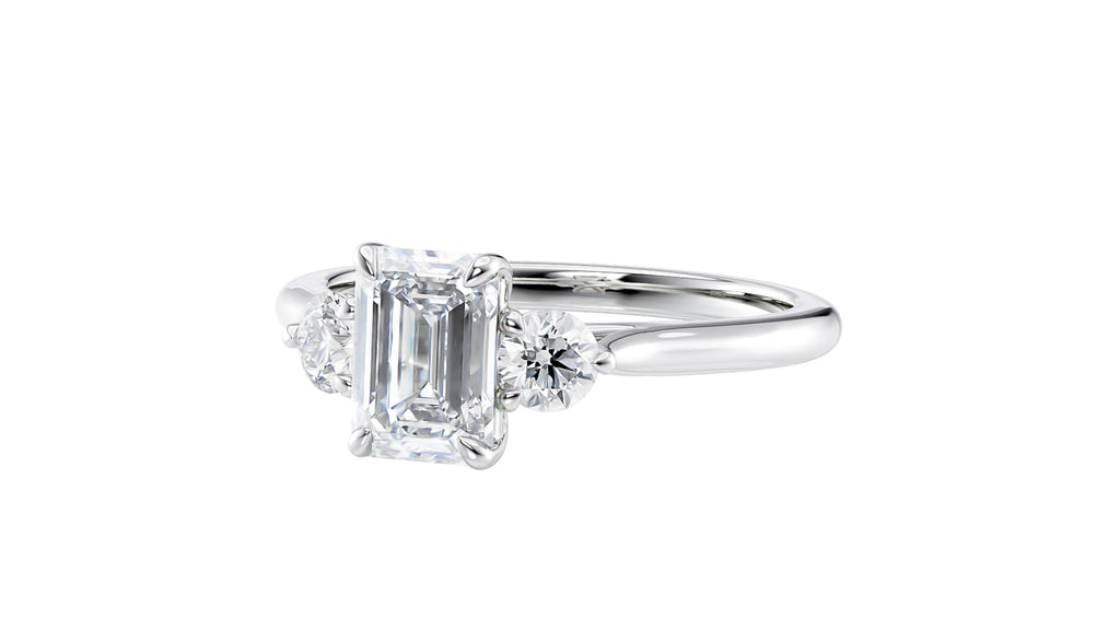 Emerald Cut Classic 3 Stone Diamond Engagement Ring