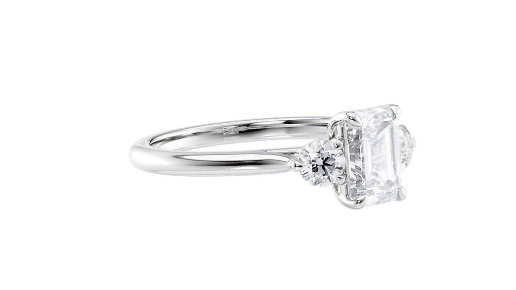 Emerald Cut Classic 3 Stone Diamond Engagement Ring