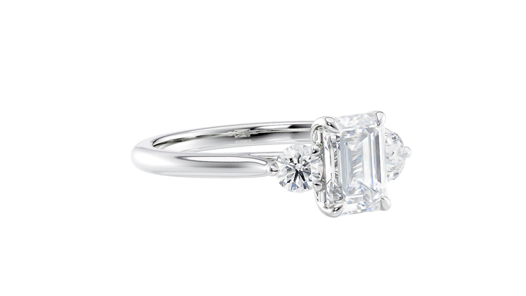 Emerald Cut Classic 3 Stone Diamond Engagement Ring