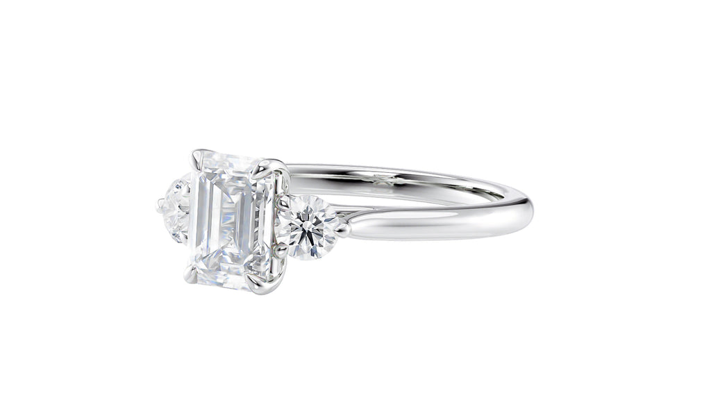 Emerald Cut Classic 3 Stone Diamond Engagement Ring