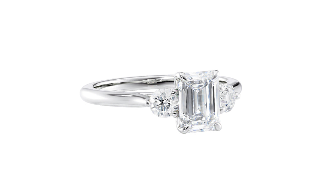 Emerald Cut Classic 3 Stone Diamond Engagement Ring