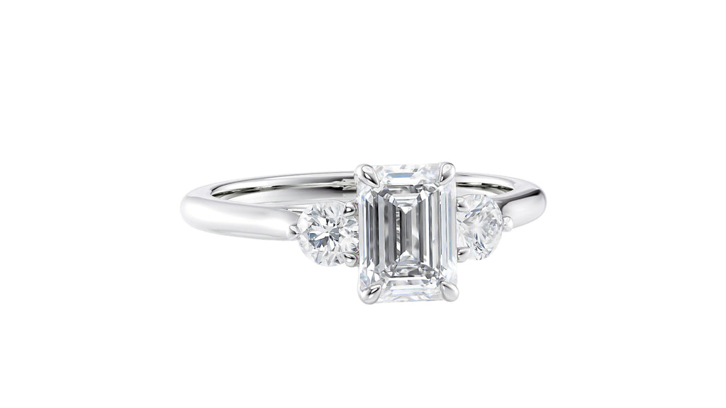 Emerald Cut Classic 3 Stone Diamond Engagement Ring