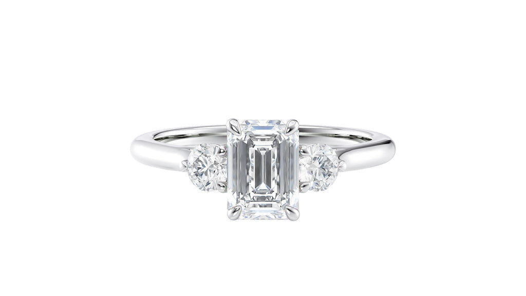 Emerald Cut Classic 3 Stone Diamond Engagement Ring