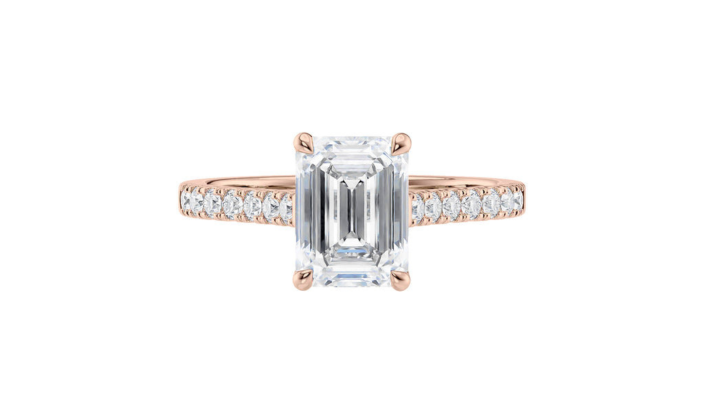 Emerald Cut Solitaire Classic Diamond Band Engagement Ring