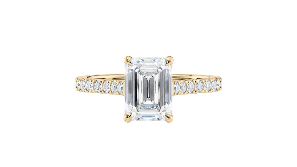 Emerald Cut Solitaire Classic Diamond Band Engagement Ring