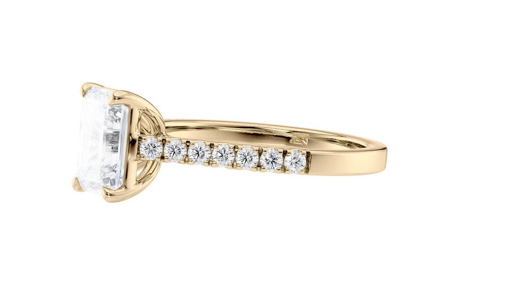Emerald Cut Solitaire Classic Diamond Band Engagement Ring