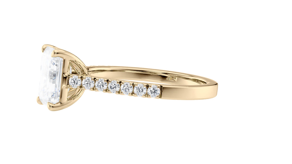 Emerald Cut Solitaire Classic Diamond Band Engagement Ring