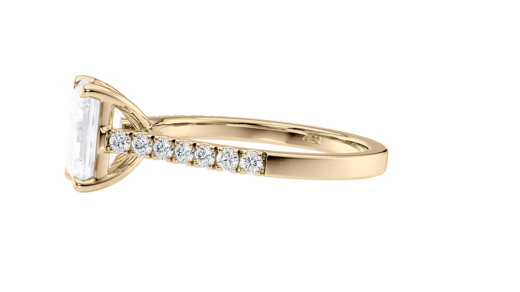 Emerald Cut Solitaire Classic Diamond Band Engagement Ring