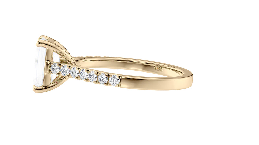 Emerald Cut Solitaire Classic Diamond Band Engagement Ring