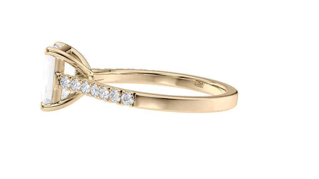 Emerald Cut Solitaire Classic Diamond Band Engagement Ring