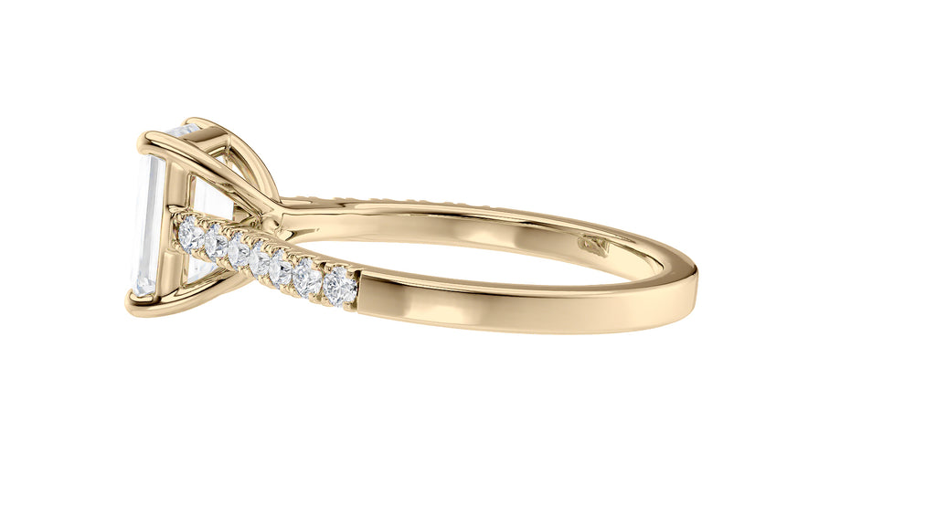Emerald Cut Solitaire Classic Diamond Band Engagement Ring