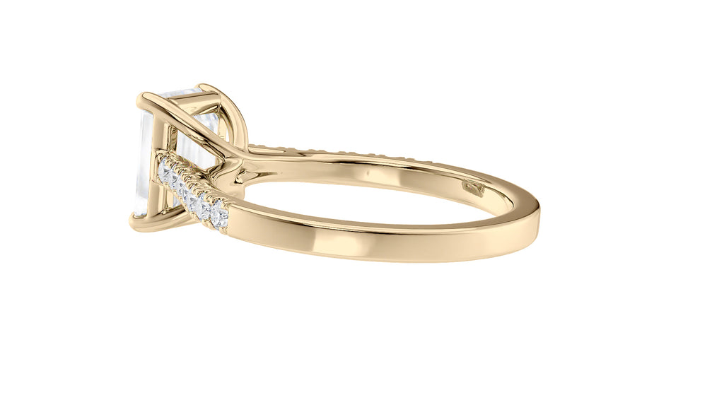 Emerald Cut Solitaire Classic Diamond Band Engagement Ring