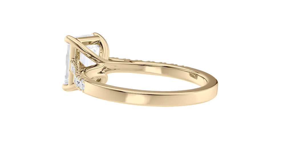 Emerald Cut Solitaire Classic Diamond Band Engagement Ring