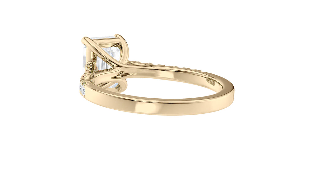 Emerald Cut Solitaire Classic Diamond Band Engagement Ring