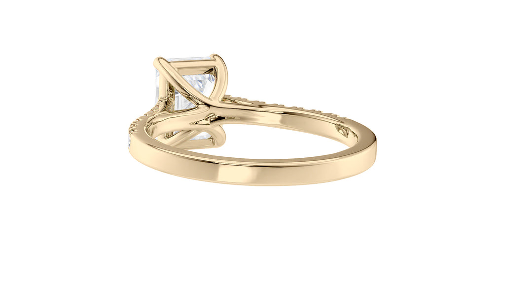 Emerald Cut Solitaire Classic Diamond Band Engagement Ring