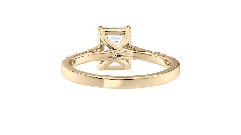 Emerald Cut Solitaire Classic Diamond Band Engagement Ring