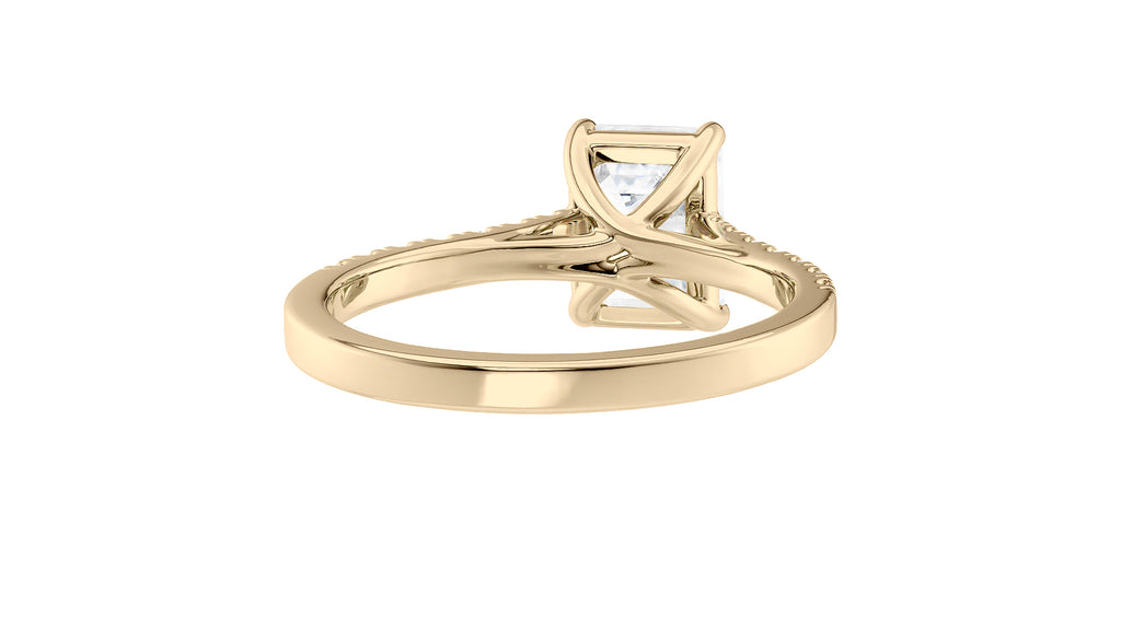 Emerald Cut Solitaire Classic Diamond Band Engagement Ring