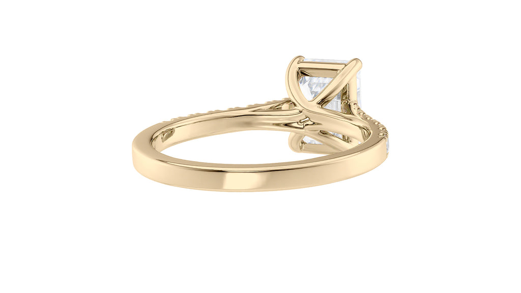 Emerald Cut Solitaire Classic Diamond Band Engagement Ring