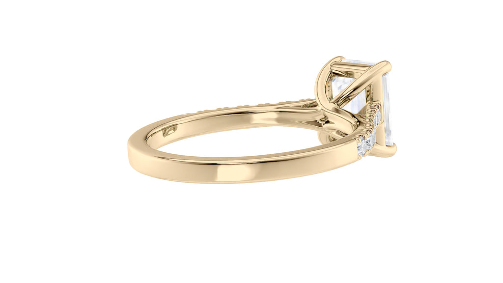 Emerald Cut Solitaire Classic Diamond Band Engagement Ring