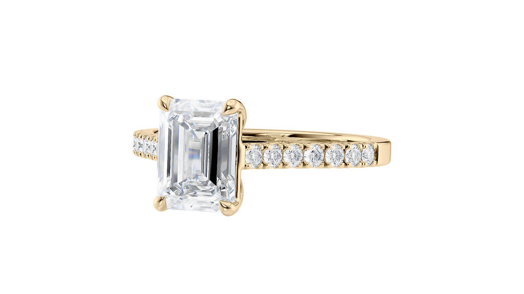Emerald Cut Solitaire Classic Diamond Band Engagement Ring
