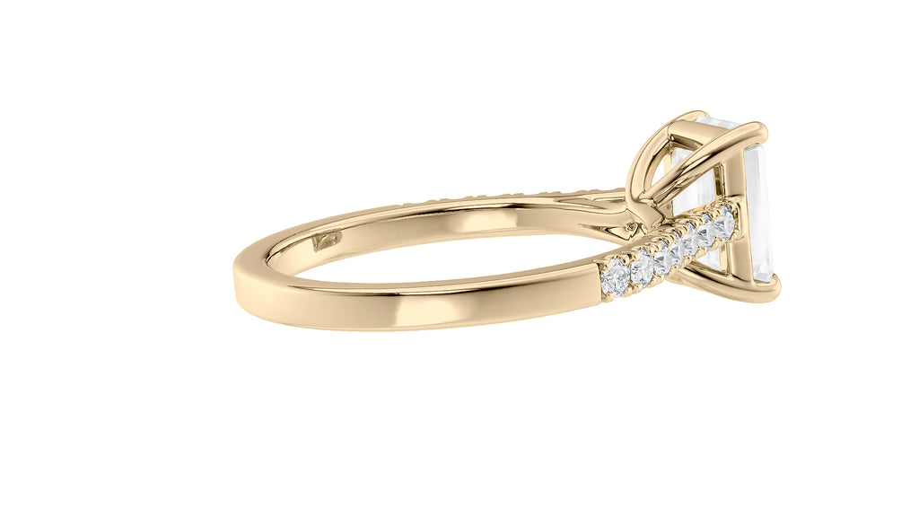 Emerald Cut Solitaire Classic Diamond Band Engagement Ring
