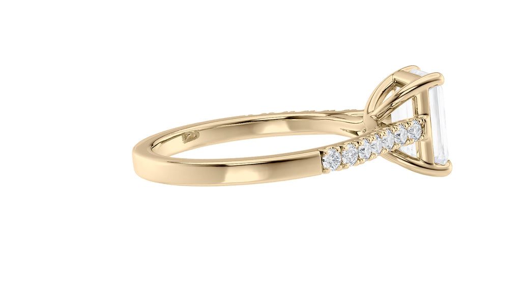 Emerald Cut Solitaire Classic Diamond Band Engagement Ring