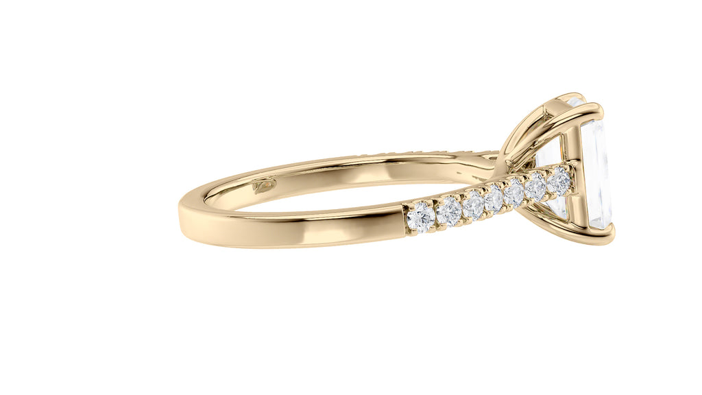 Emerald Cut Solitaire Classic Diamond Band Engagement Ring