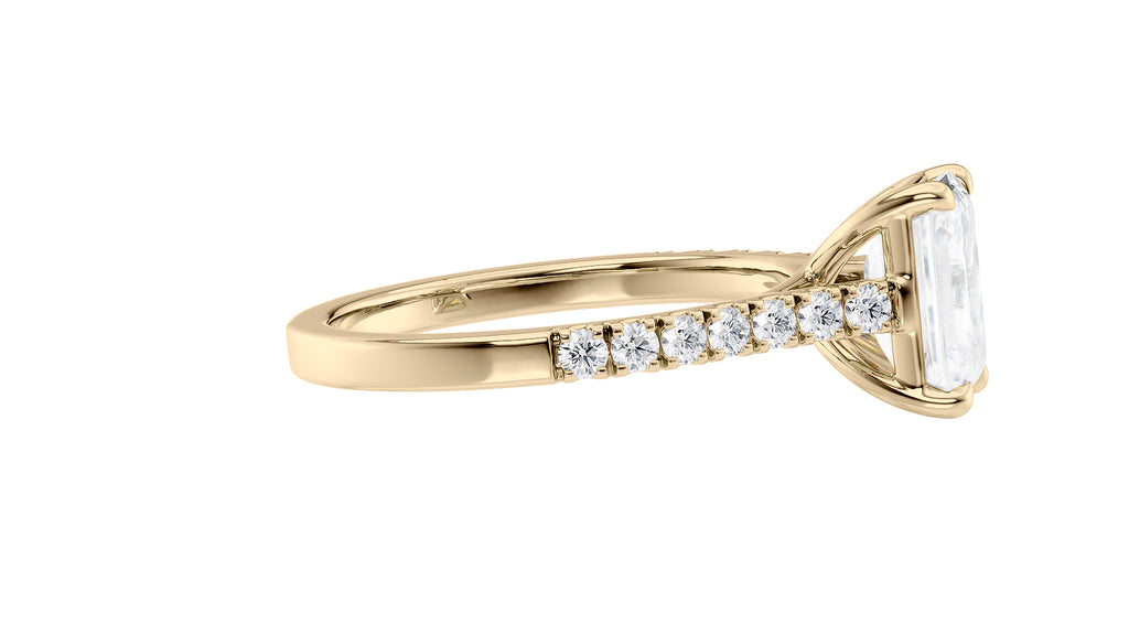 Emerald Cut Solitaire Classic Diamond Band Engagement Ring