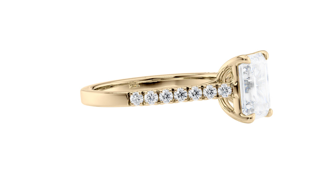 Emerald Cut Solitaire Classic Diamond Band Engagement Ring