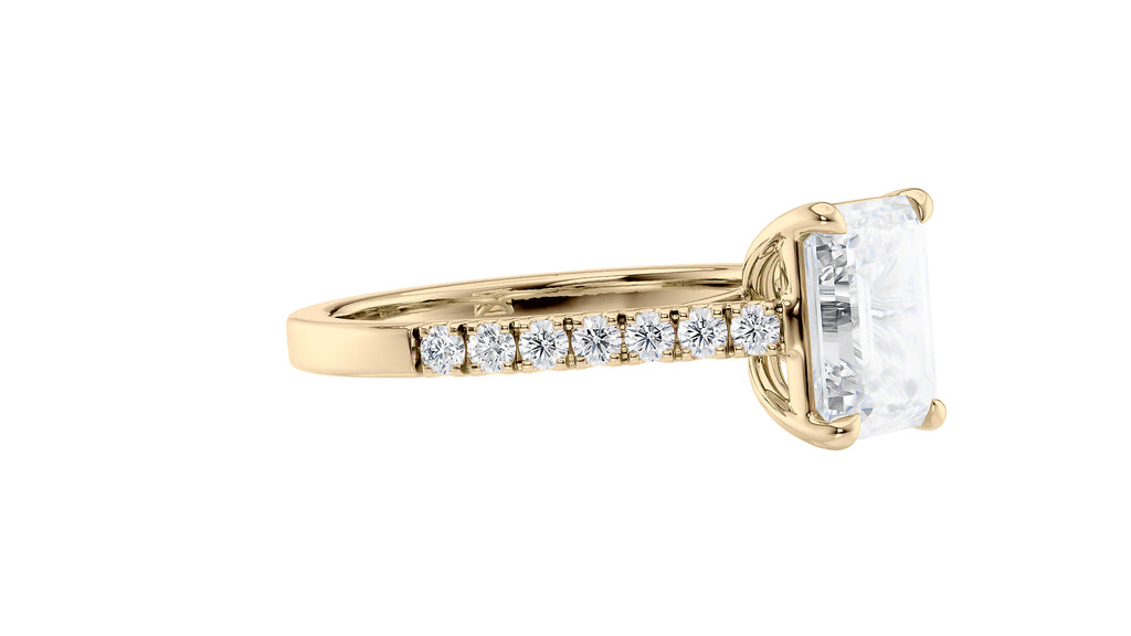 Emerald Cut Solitaire Classic Diamond Band Engagement Ring